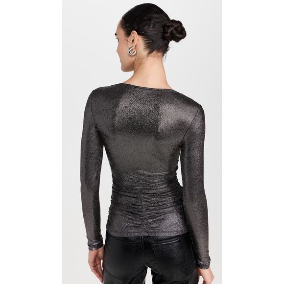 Isabel Marant Étoile Buffy Plunge Neck Metallic Top - Picture 8 of 11